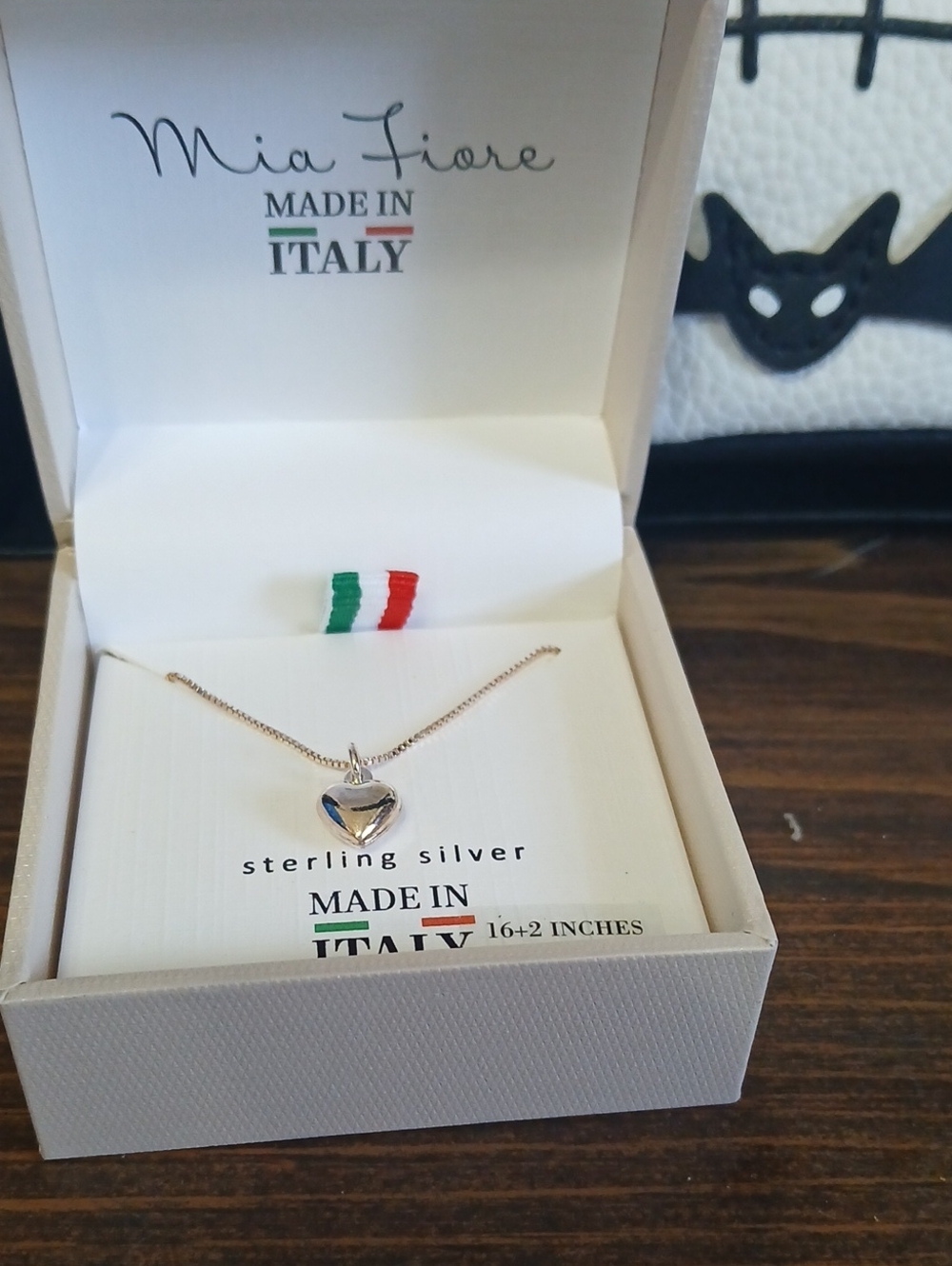 MIA FIORE 925 Sterling Silver Chain w/ Heart Pendant Necklace 18" MADE in ITALY